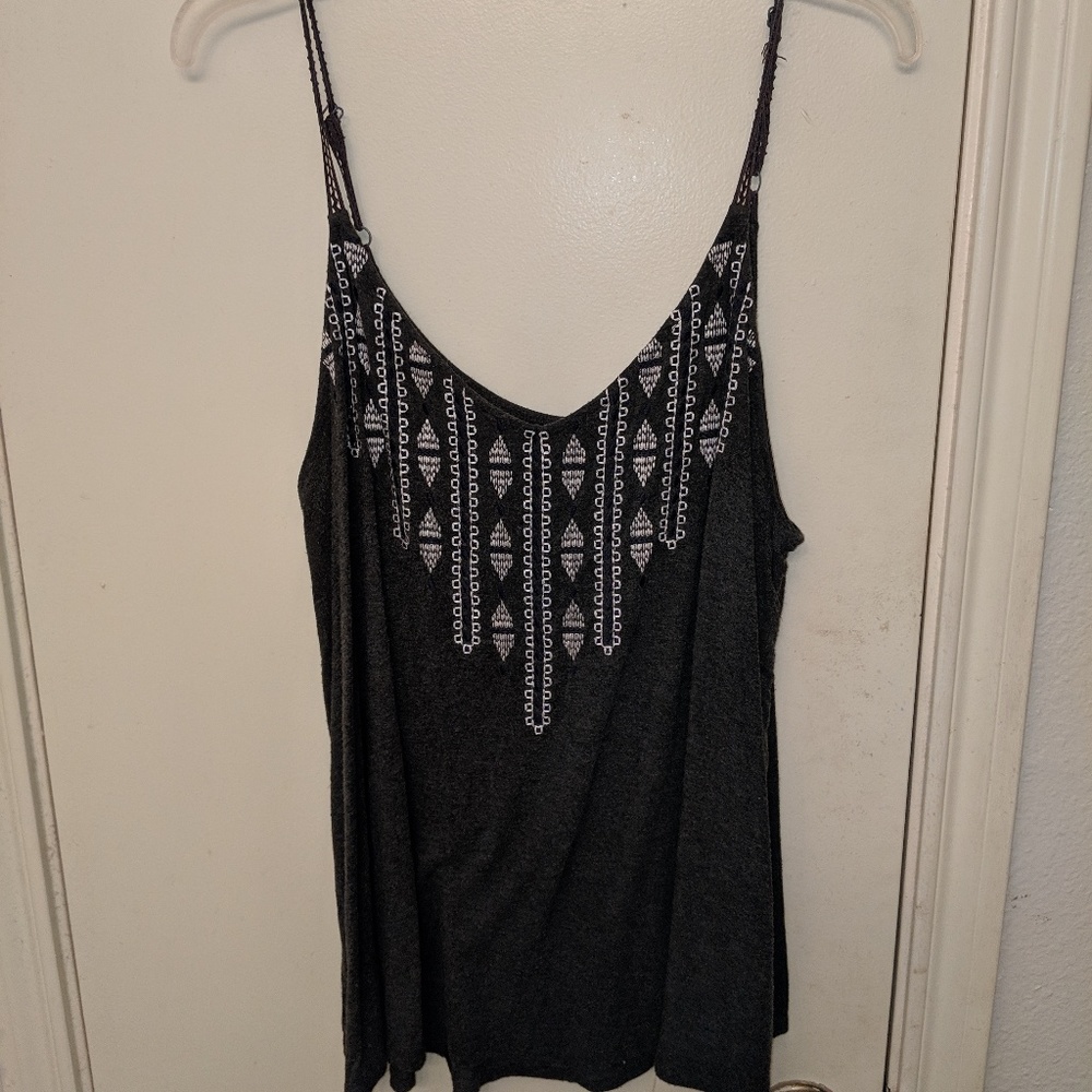 Torrid, 1X grey embroidered sleeveless top